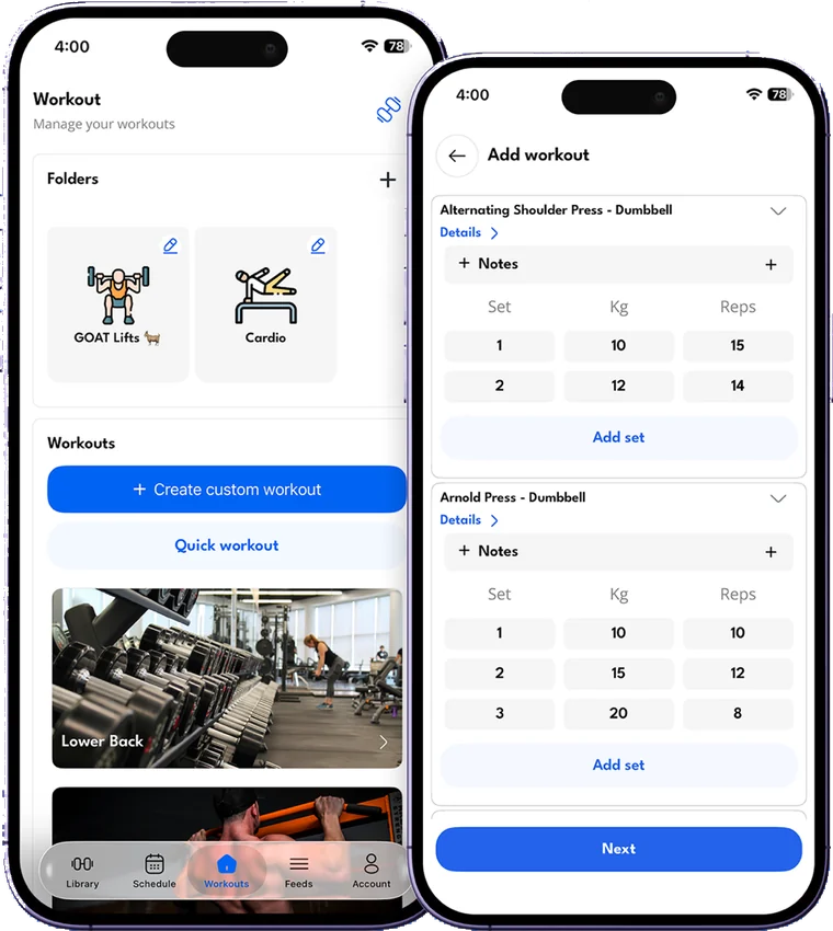 Gymbie workout builder — create custom workouts from a large exercise library